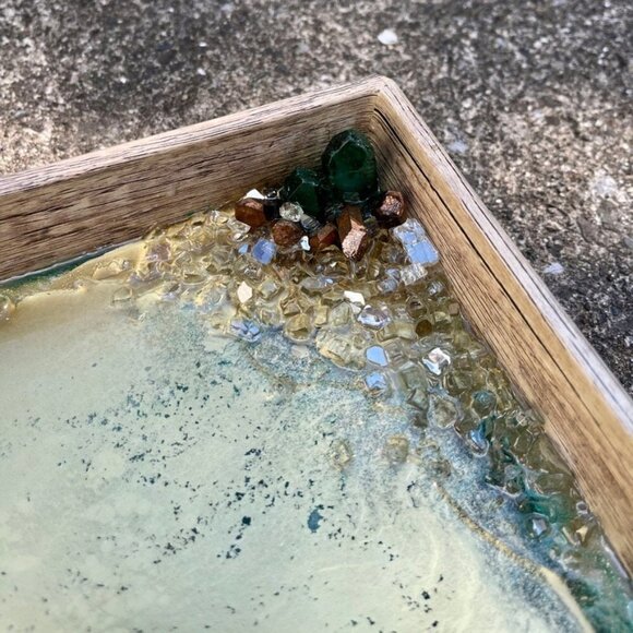 Geode Inspired Resin Glitter Serving Tray | Decorative Platter | Glam Home Decor - Picture 5 of 10